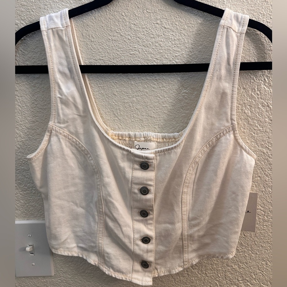 Cream Button-Front Women's Top
